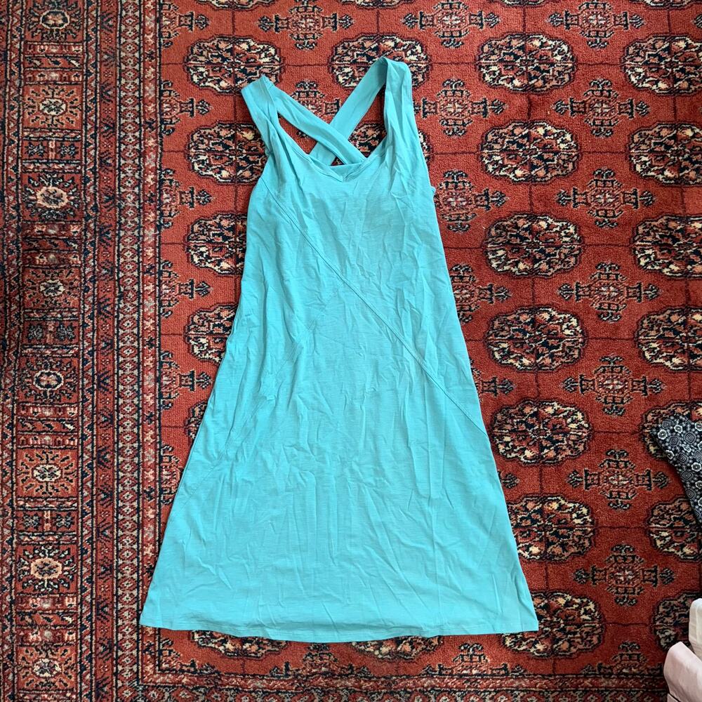 Toad & Co. S Aqua Blue Cross Strap Stretch Knit Pullover Tank XANTHE Dress